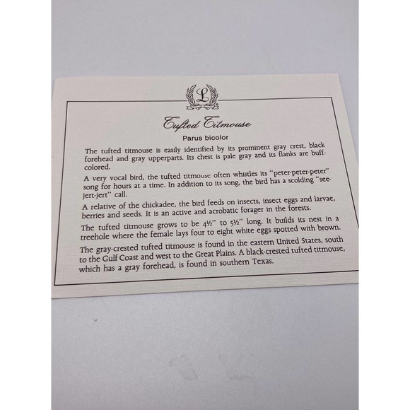 Lenox Garden Bird Sculptor Collection -Tufted Titmouse pre-owned with COA - Picture 9 of 12